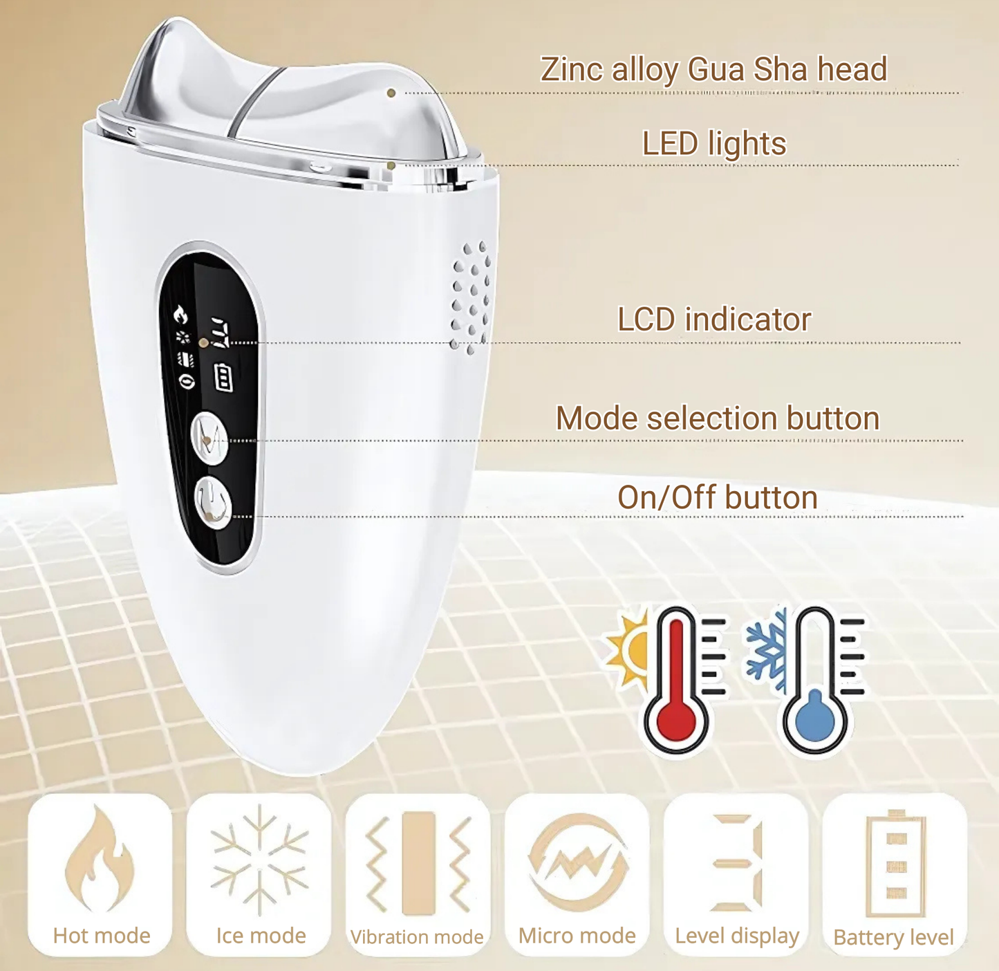 Gua Sha eléctrico de modo dual, frío y calor
