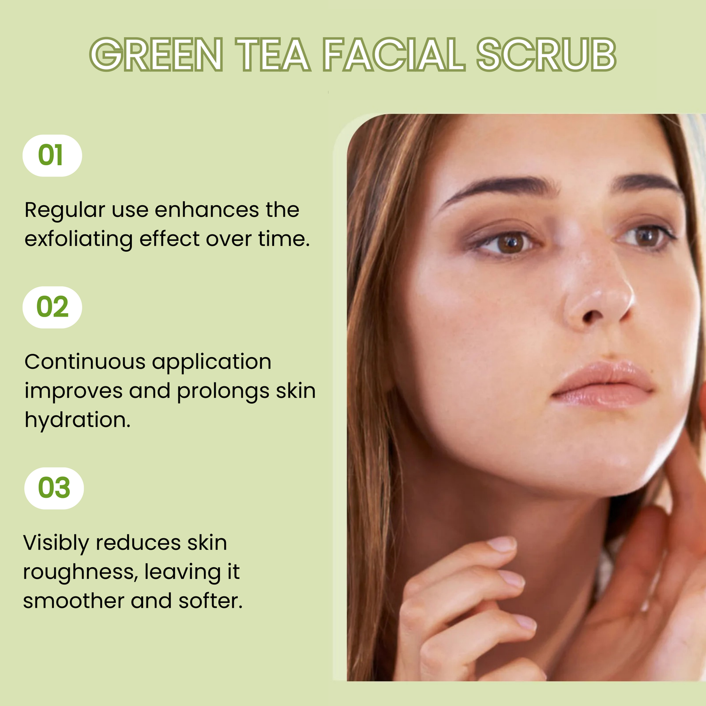 HOYGI - Exfoliante facial de té verde