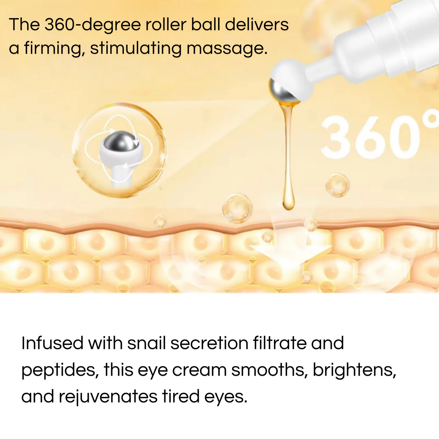 HOYGI - Crema para ojos en rodillo con esencia de caracol