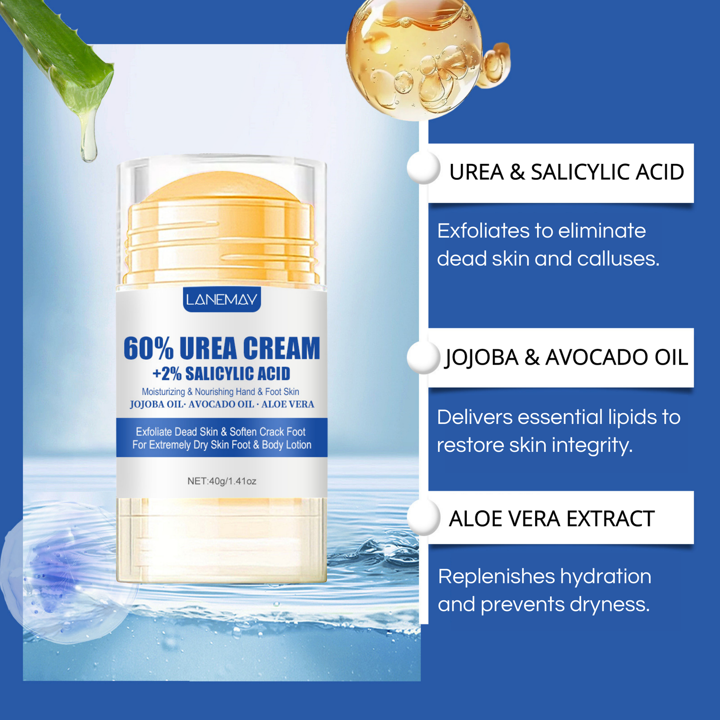 LANEMAY - Barra reparadora para pies con 60% de urea