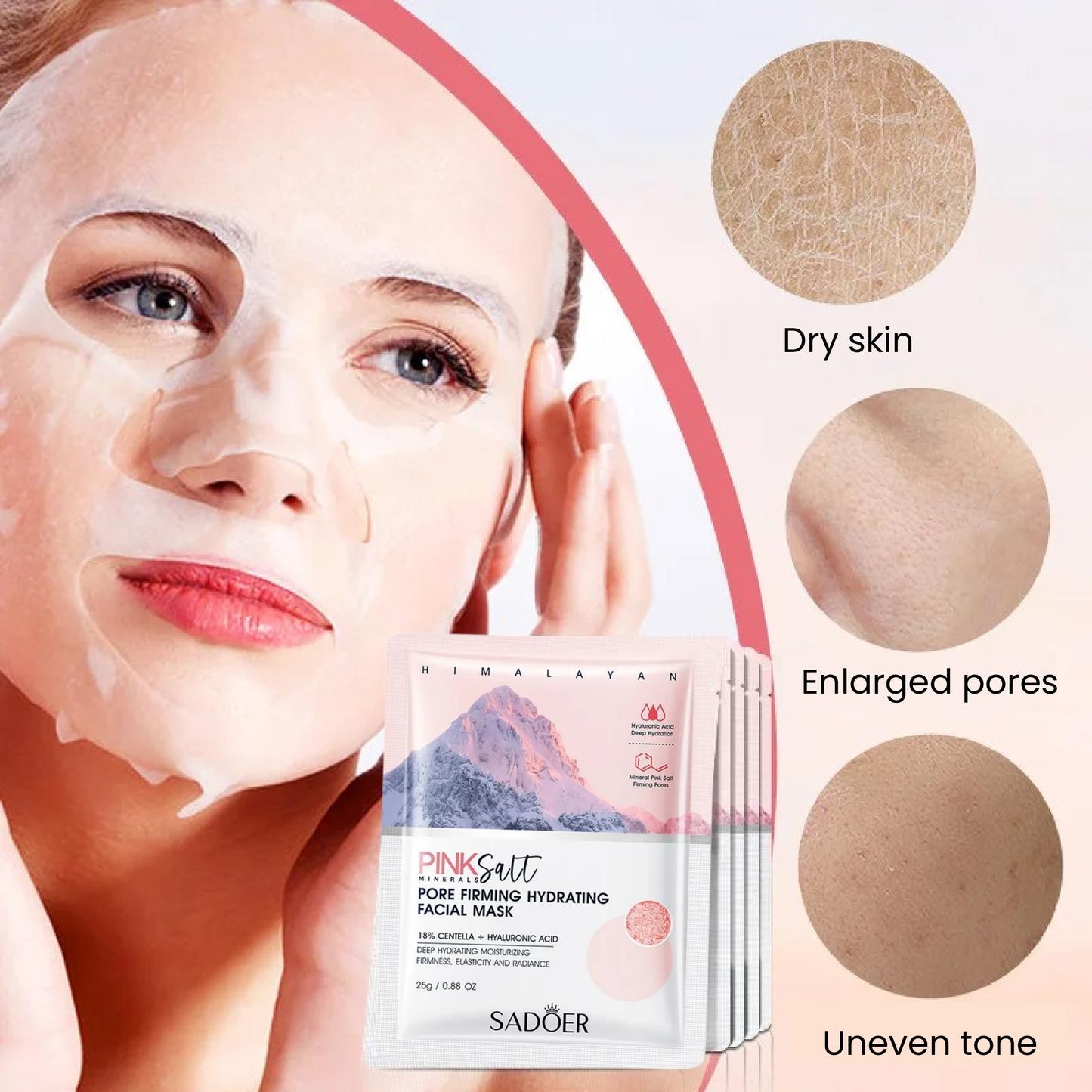 SADOER - Mascarilla de sal rosa del Himalaya 5/10 piezas