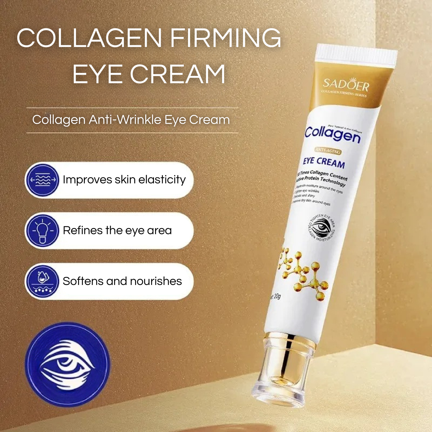 SADOER - Paquete de crema de colágeno para ojos y rostro