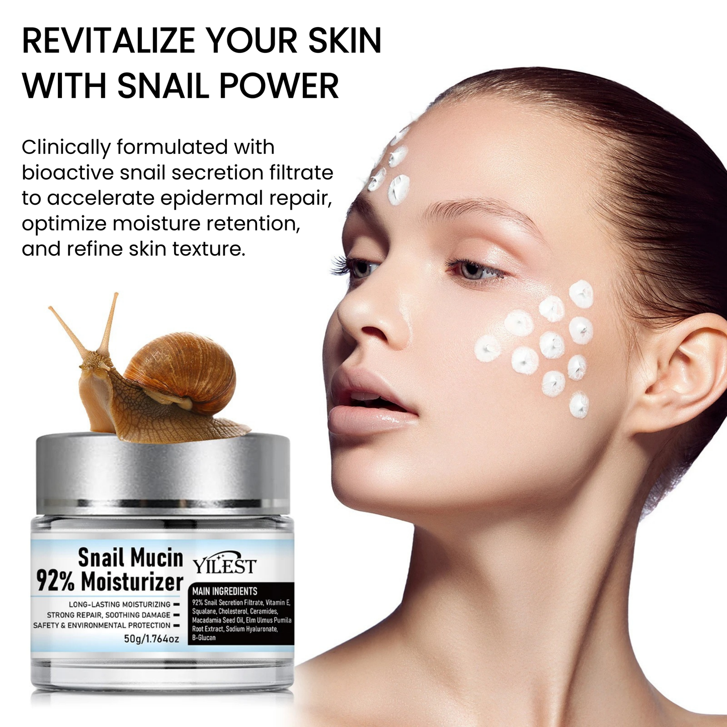 YILEST - Crema de mucina de caracol al 92%