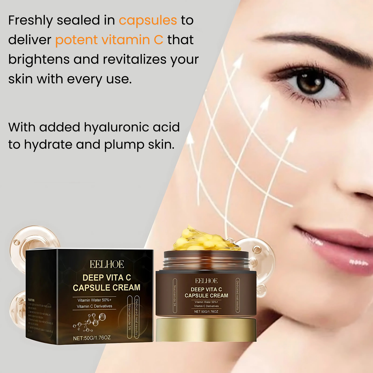 EELHOE - Crema con cápsulas de vitamina C