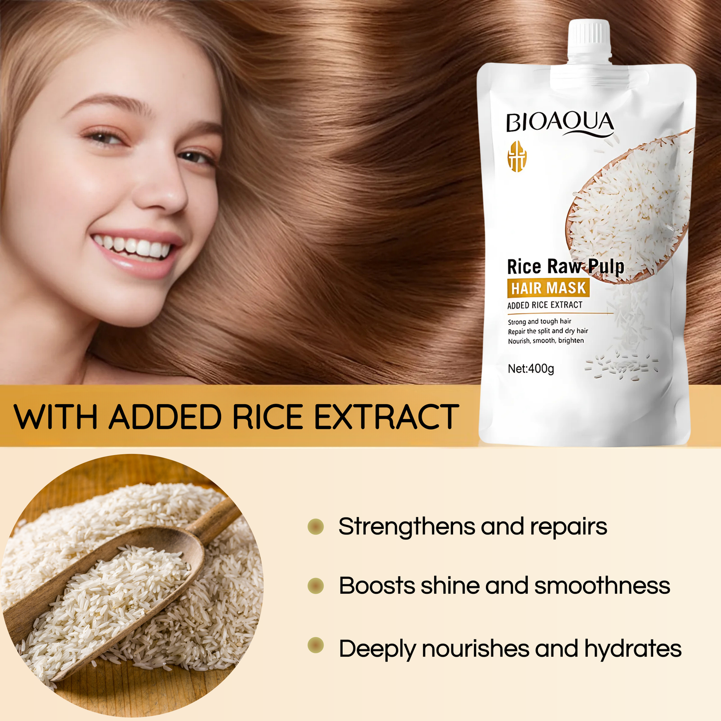 BIOAQUA - Rice Repair & Glow Hair Mask