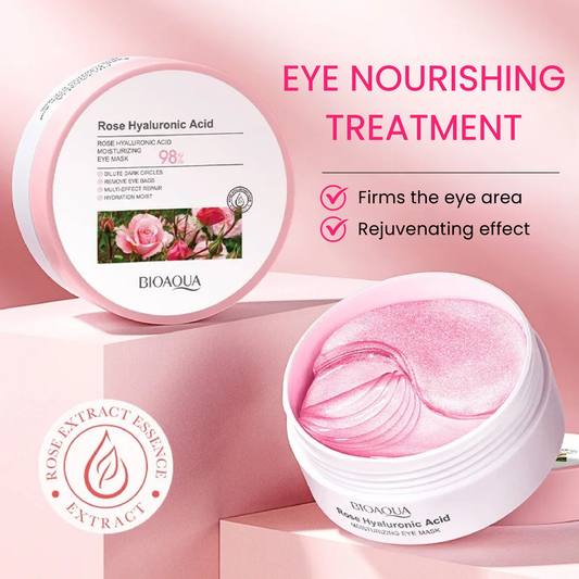 BIOAQUA - 60 parches oculares de ácido hialurónico con rosa