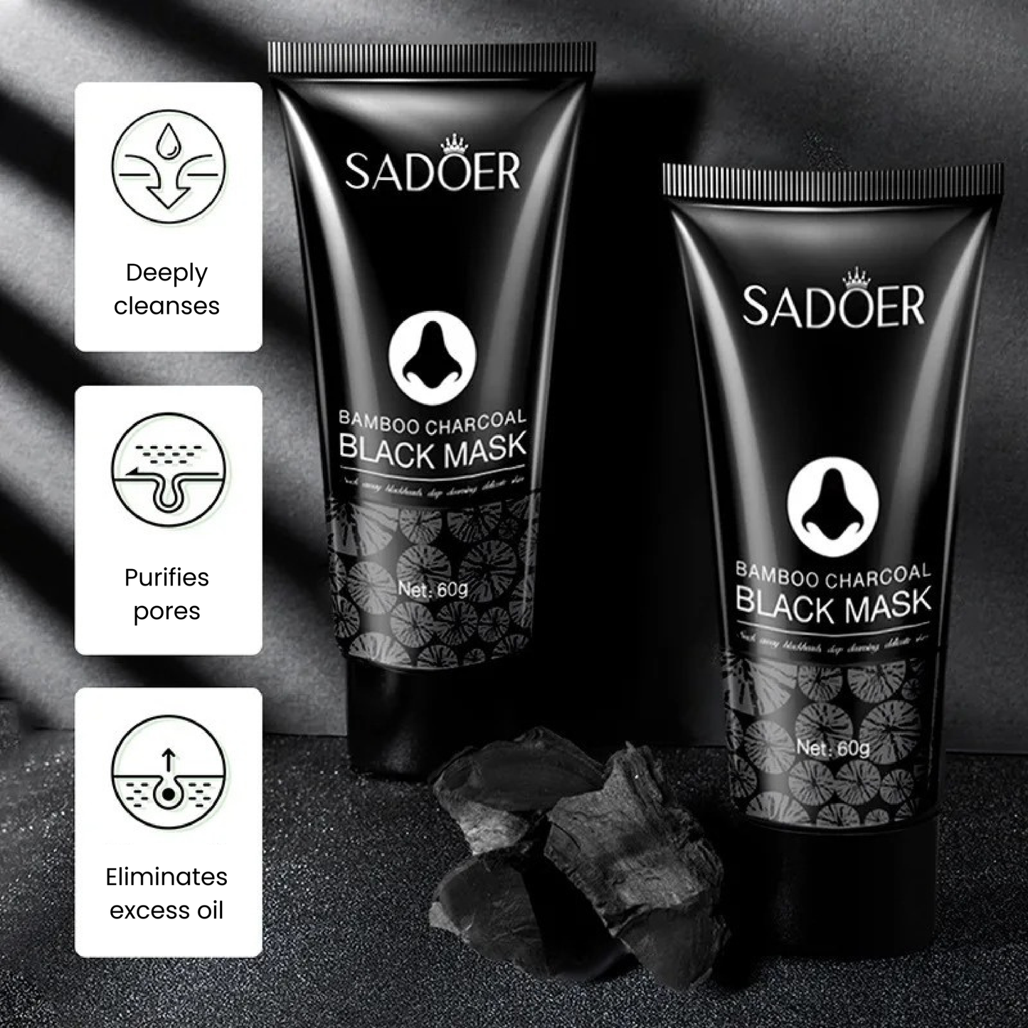 SADOER - Gel exfoliante de carbón para la eliminación de puntos negros en la nariz