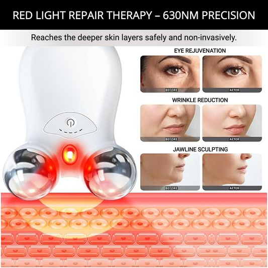 Masajeador facial de microcorriente con terapia de luz roja